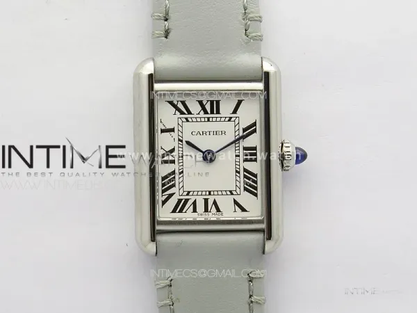 Tank Louis Ladies 22mm SS 8848F 1:1 Best Edition White Dial on Gray Leather Strap Ronda Quartz