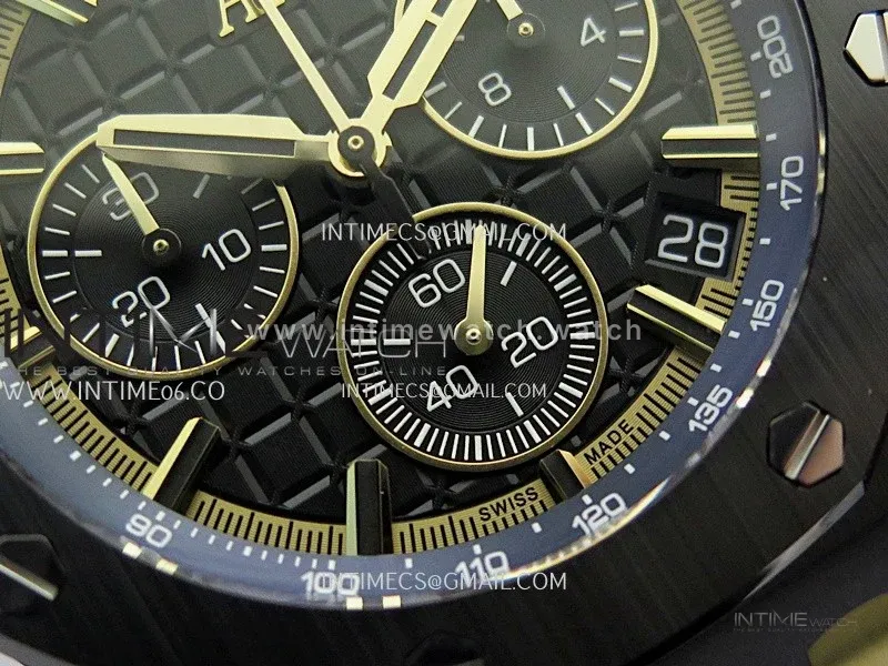 Royal Oak Offshore 43mm 26420 Ceramic/RG DDF 1:1 Black Dial On Black Rubber Strap Super Clone DD4401
