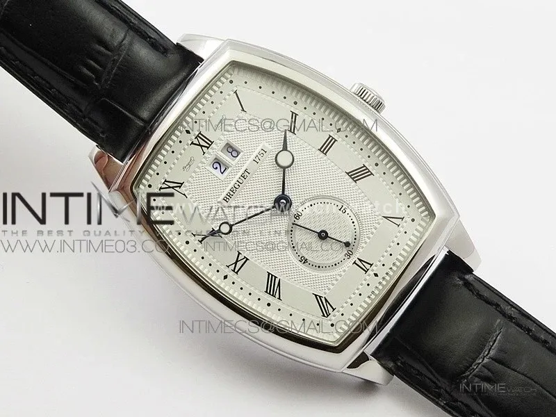 Heritage @12 big date SS HGF White Dial Black Roman Markers on Black Leather Strap A23J