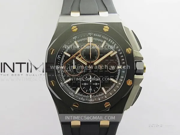 Royal Oak Offshore 44mm Black Ceramic JF 1:1 Best Edition Black/RG Dial On Black Rubber Strap A3126