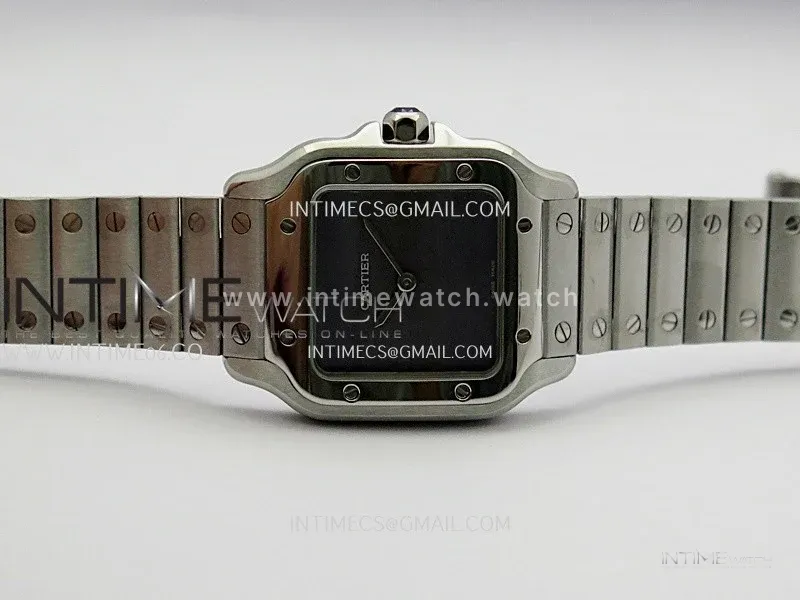 Santos de Cartier 27mm SS 8848F 1:1 Best Edition Gray Dial On SS SmartLinks Bracelet Ronda Quartz