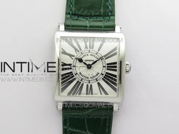 Master Square SS Ladies ZF 1:1 Best Edition White Roman Dial on Green Leather Strap Ronda Quartz