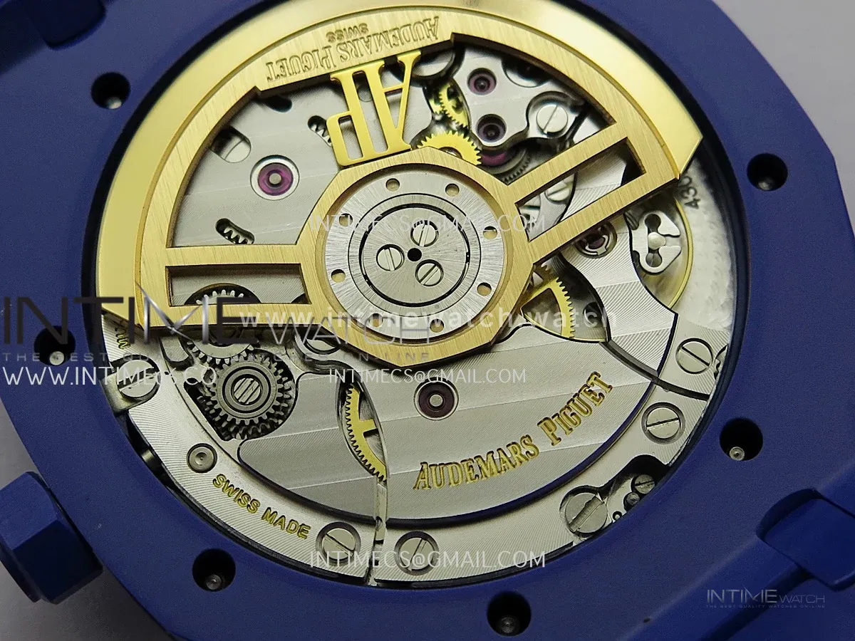 Royal Oak 41mm 15500 Blue Ceramic ZF Free Sprung 1:1 Blue Textured Dial On Blue Ceramic Bracelet Super Clone A4302