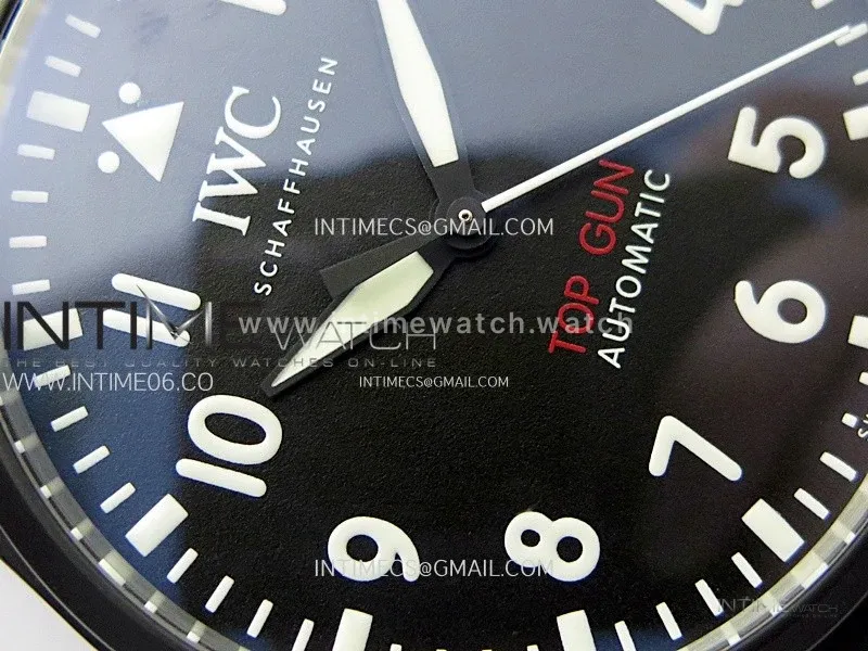 Big Pilot IW329801 Real Ceramic M+F 1:1 Best Edition Black Dial on Black Calfskin Strap SEIKO 8N-24