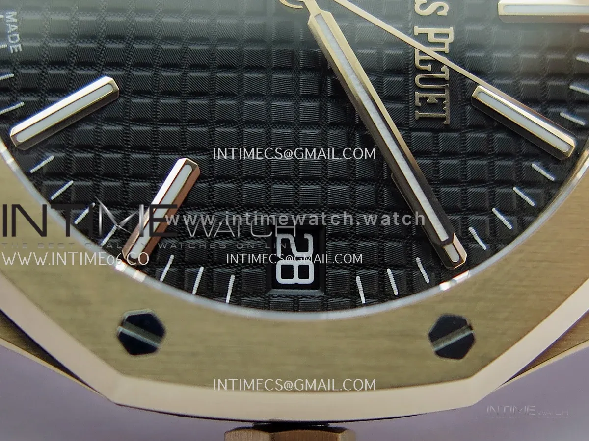 Royal Oak 41mm 15510 RG JF 1:1 Best Edition Black Dial On RG Bracelet Super Clone DD4302 (Free Sprung Look)