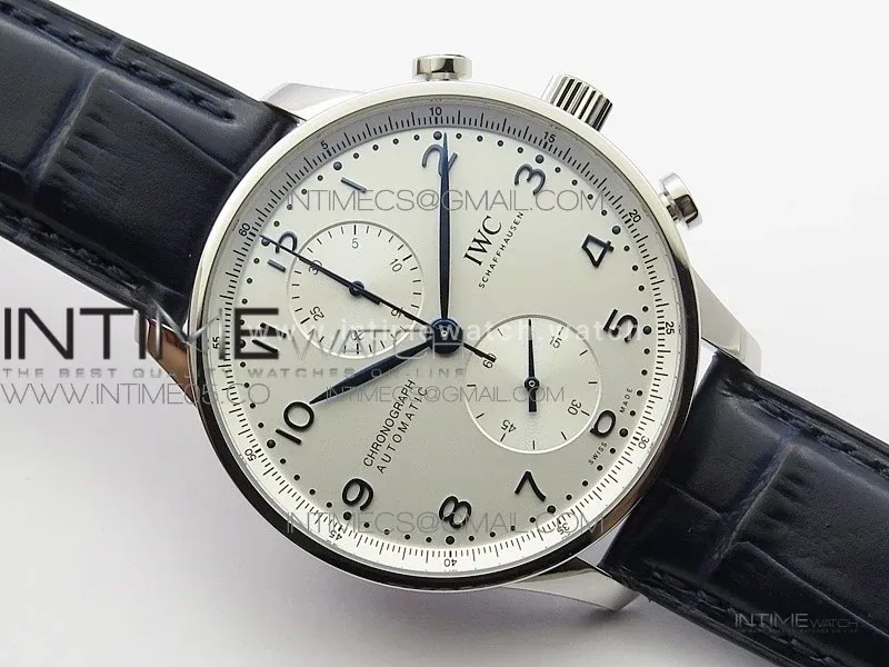 Portuguese Chrono IW371605 ZF 1:1 Best Edition White Dial on Blue Leather Strap A69355