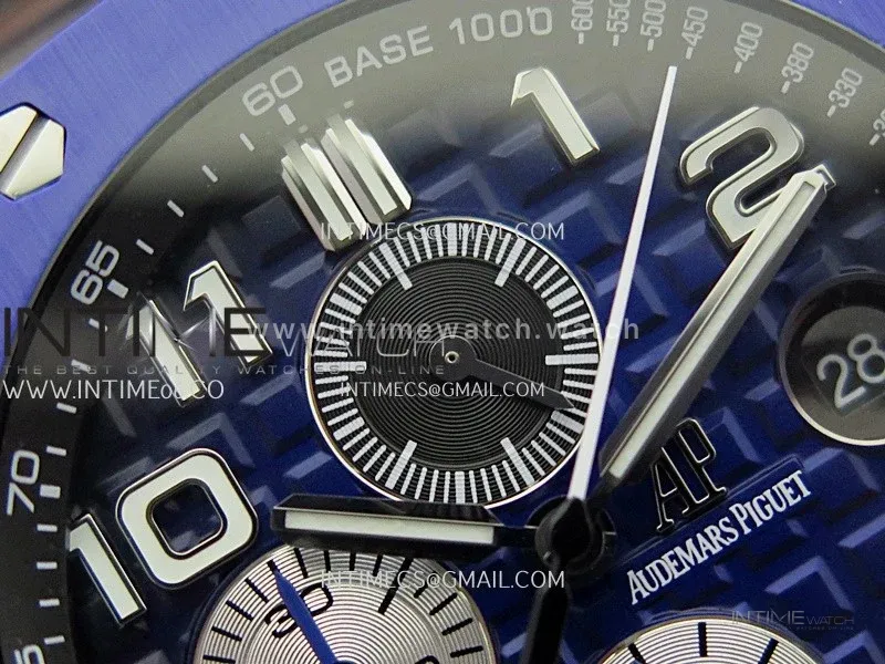 Royal Oak Offshore 44mm Black-Blue Ceramic JF 1:1 Best Edition Blue Dial on Blue Rubber Strap A3126