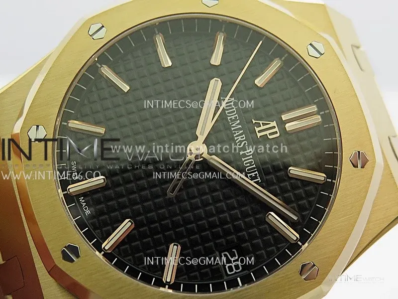 Royal Oak 41mm 15500 RG V2 ZF 1:1 Best Edition Black Textured Dial on SS Bracelet Super Clone SH4302