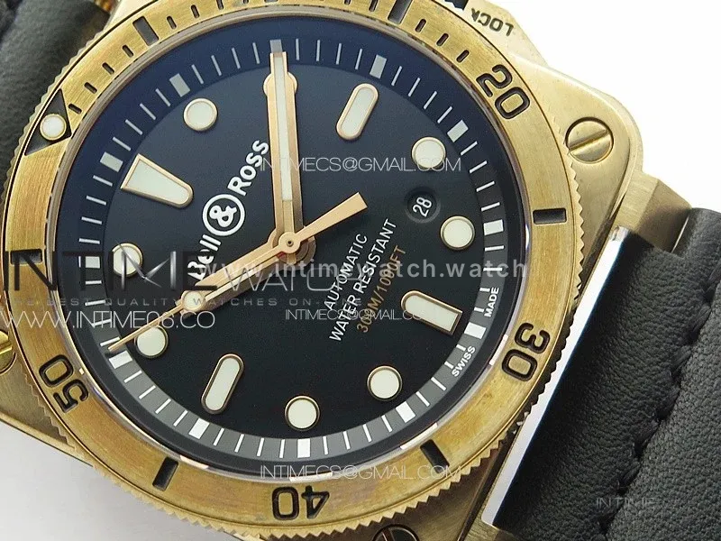 BR 03-92 Diver Bronzo B12 1:1 Best Edition Black Dial on Leather Strap A2824 (Free Rubber Strap And Tool)