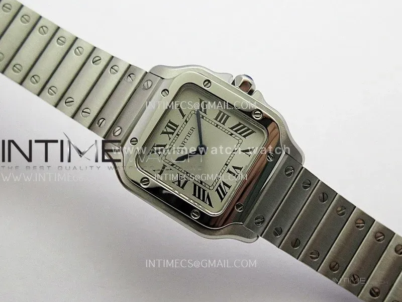 Santos de Cartier 27mm SS 8848F 1:1 Best Edition Silver Dial On SS SmartLinks Bracelet Ronda Quartz
