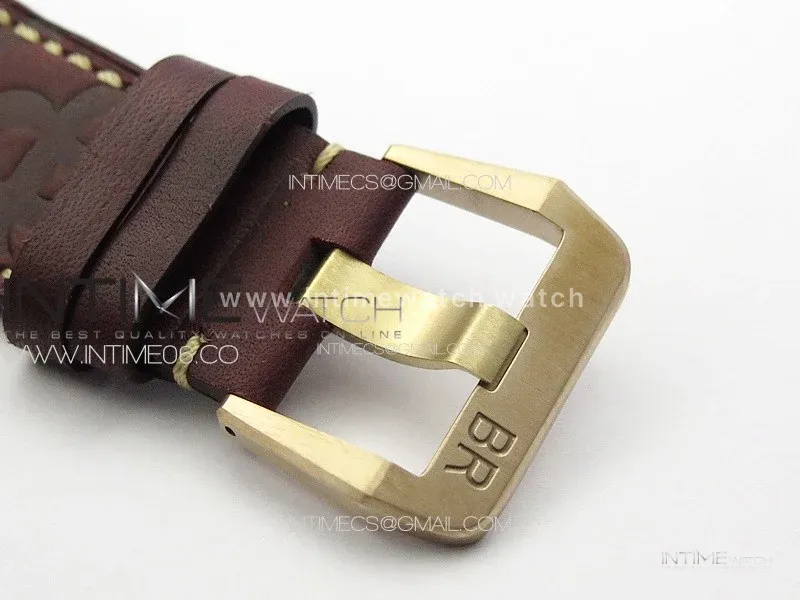 BR 03-92 Diver Bronze B12 1:1 Best Edition Red Dial on Red Leather Strap A2824 (Free Rubber Strap)
