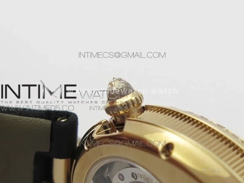 Reine de Naples 8928BB 33mm RG ZF 1:1 Best Edition White MOP Dial Numeral Markers Diamonds Bezel on Black Fabric Strap A537