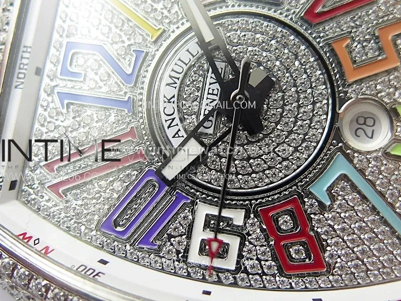 Vanguard V45 Full Diamonds ABF Best Edition Full Paved Diamonds Dial Colors Markers On Full Paved Diamonds Bracelet A2824