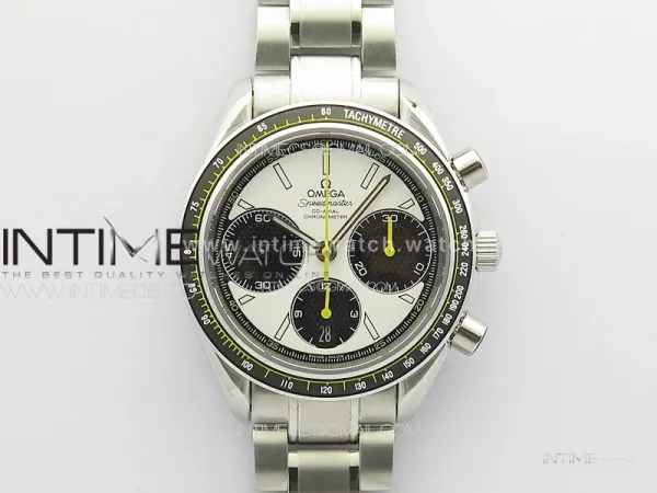 Speedmaster SS HRF 1:1 Best Edition White Dial Black Subdial on SS Bracelet A7750