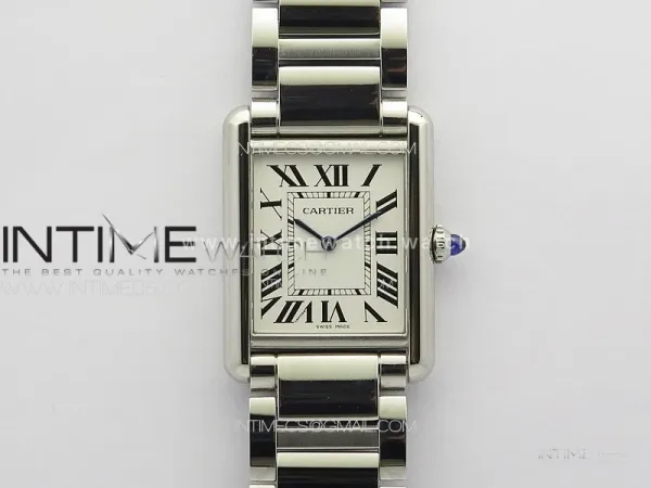 Tank Louis Ladies 25mm SS 8848F 1:1 Best Edition White Dial on SS Bracelet Ronda Quartz(Free leather strap)