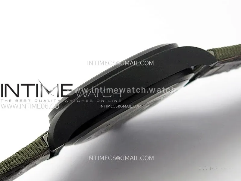 Big Pilot IW329801 Real Ceramic M+F 1:1 Best Edition Black Dial on Green Calfskin Strap SEIKO 8N-24
