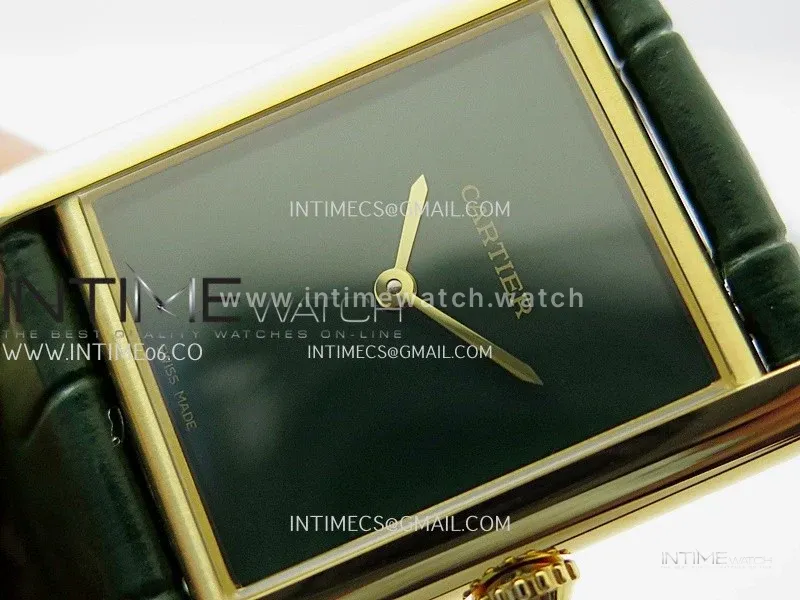Tank Louis Ladies 25mm YG 8848F 1:1 Best Edition Green Dial On Green Leather Strap Ronda Quartz