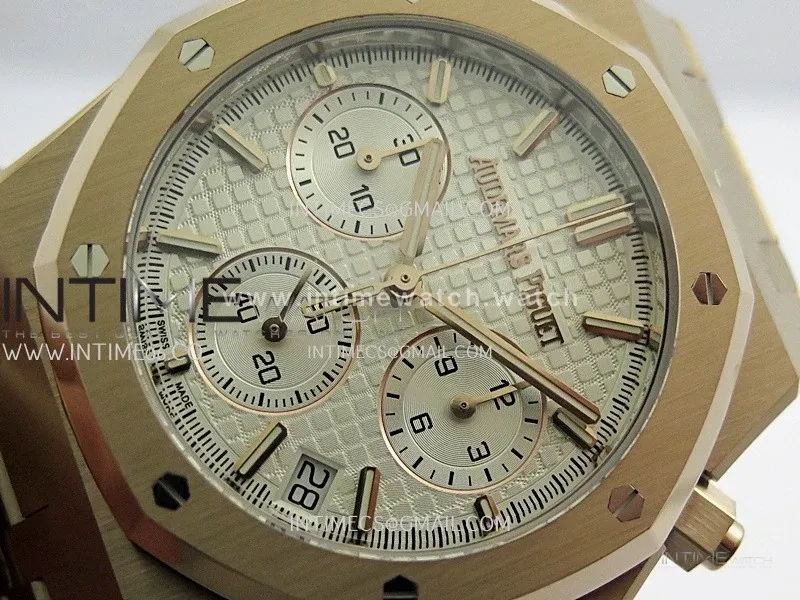 Royal Oak Chrono 26240 RG Gain Weight V2 DDF 1:1 Best Edition Silver Dial RG Bracelet Super Clone DD4401 (SW Dial)