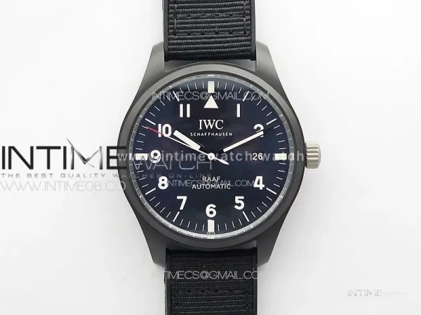 Pilot's Watch RAAF Black Ceramic M+F 1:1 Best Edition on Blue Nylon Strap A2892
