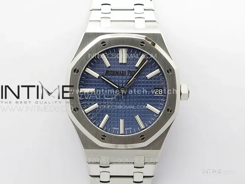 Royal Oak 41mm 15510 50th SS ZF 1:1 Best Edition Blue Textured Dial on SS Bracelet A4302