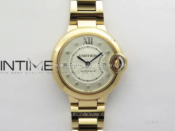 Ballon Bleu 33mm RG 3KF 1:1 Best Edition White Textured Dia Markers Dial on SS Bracelet A076