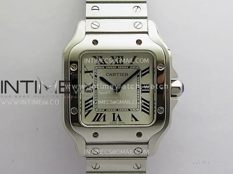 Santos de Cartier 27mm SS 8848F 1:1 Best Edition Silver Dial On SS SmartLinks Bracelet Ronda Quartz