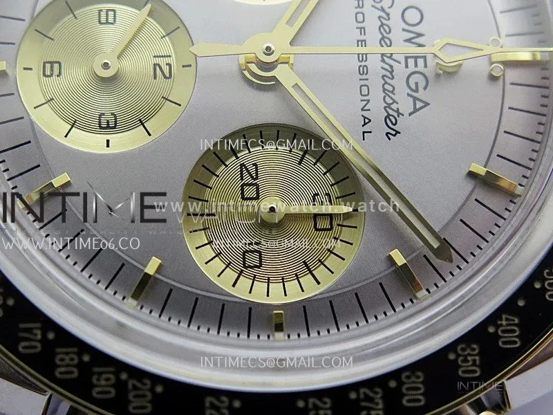Speedmaster Professional SS/YG N1F Best Edition Silver Dial Gold Subdial On Black Rubber Strap Asian 3861
