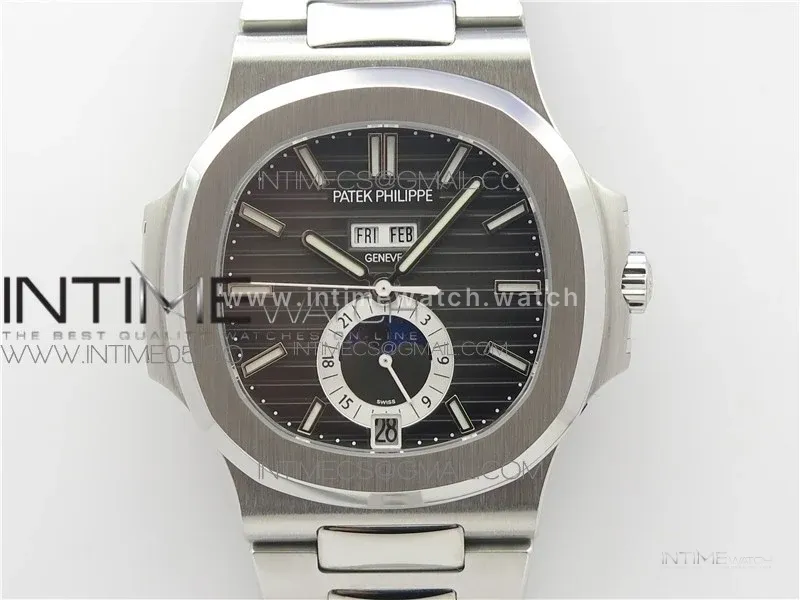 NAUTILUS 5726/1A-014 SS GRF 1:1 BEST EDITION GRAY DIAL WORKING ANNUAL CALENDARON SS BRACELET A.324