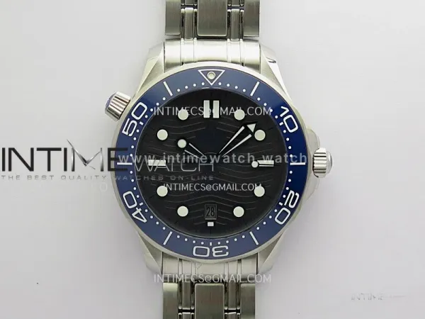 Seamaster Diver 300M Blue Ceramic Bezel Free Sprung ORF 1:1 Gray Dial On SS Bracelet Asian Super Clone 8800