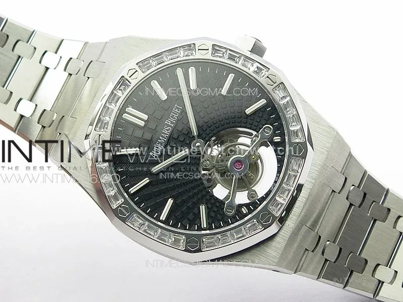 Royal Oak 41mm Tourbillon SS T Crystal Bezel BBS Best Edition Black Dial on SS Bracelet