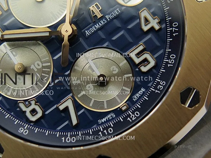 Royal Oak Offshore 42mm SS/RG TKF Best Edition Blue Dial On Black Leather Strap Asian 3126