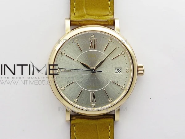 Portofino 37mm RG A7F 1:1 Best Edition Silver Dial on Brown Leather Strap A2892