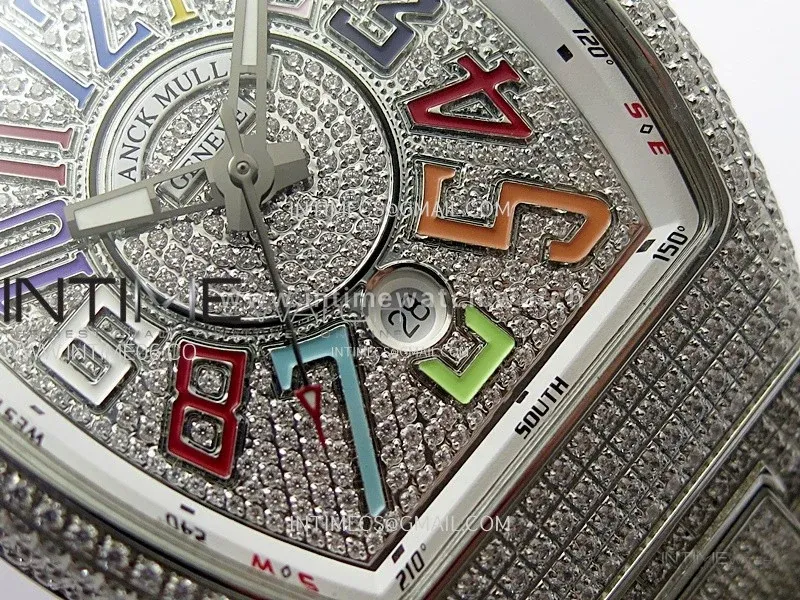 Vanguard V45 Full Diamonds ABF Best Edition Full Paved Diamonds Dial Colors Markers On Full Paved Diamonds Bracelet A2824