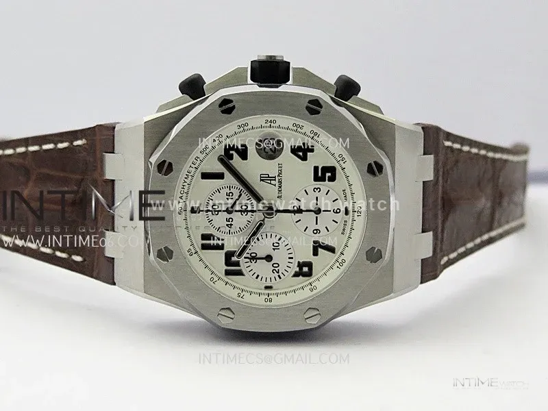 Royal Oak Offshore 42mm Safari TKF Best Edition White Dial on Brown Leather Strap A7750