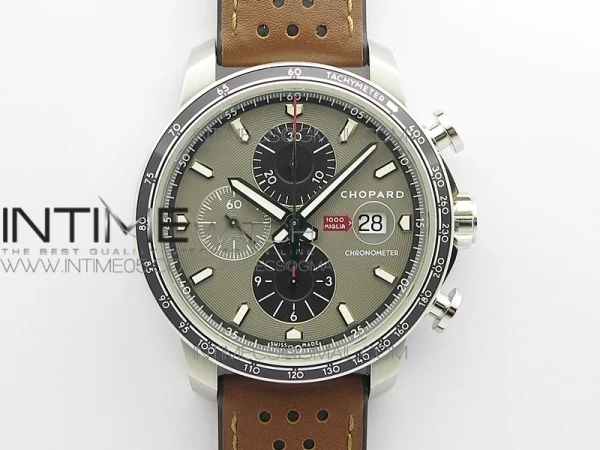 Mille Miglia 168571 SS A7F 1:1 Best Edition Gray Dial On Brown Gummy Strap A7750 to Cal.107179